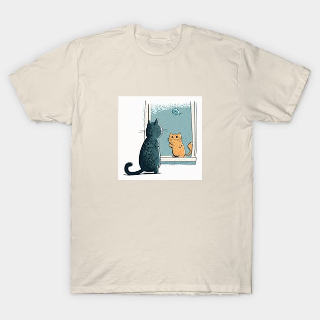 Cute illustration of two cats playing with each other T-Shirt by KOTYA